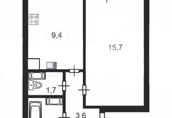 1-комнатная квартира 35,3м